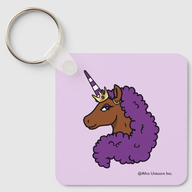 Llavero Afro Unicornio púrpura (Anverso)