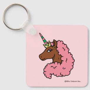 Llavero Afro Unicornio rosa claro