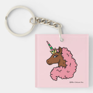 Llavero Afro Unicornio rosa claro