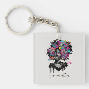 Llavero Afromujer con clase floral