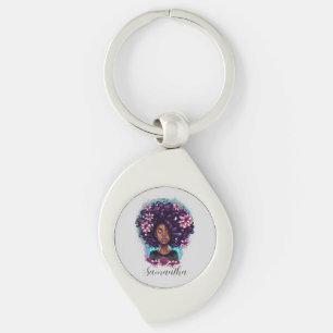 Llavero Afromujer floral esparkling