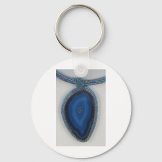 Llavero Agate azul con cuentas