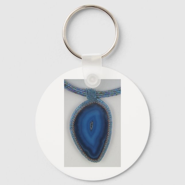 Llavero Agate azul con cuentas (Anverso)