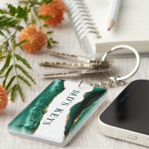 Llavero Agate verde con Purpurina de oro Edges las llaves