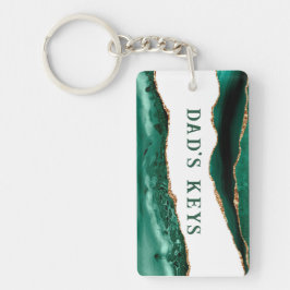 Llavero Agate verde con Purpurina de oro Edges las llaves