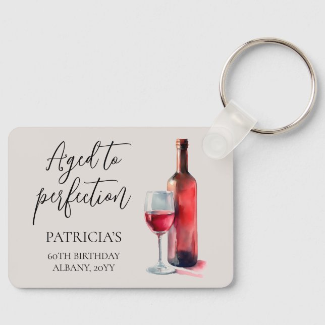 Llavero Aged to Perfection Red Wine 60th Birthday Party (Anverso)