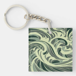 Llavero agitación dinámica de olas verdes y beige
