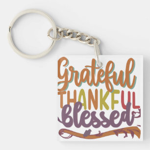 Llavero Agradecido, agradecido, bendecido - cuadrado (de d