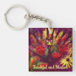 Llavero Agradecimiento Acción de Gracias Turquía Floral Re