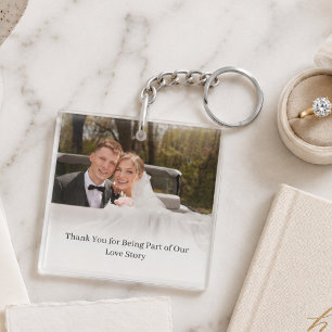 Llavero Agradecimiento de foto de boda con monograma botán