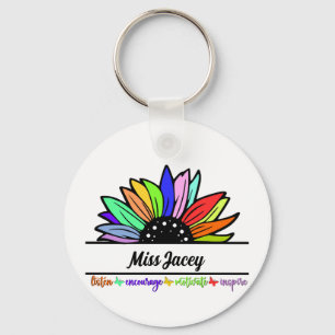 Llavero Agradecimiento de profesores de flores silvestres,