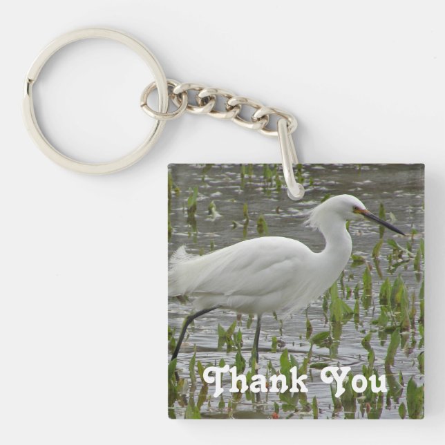 Llavero Agradecimiento de White Egret Photo Bird (Frente)