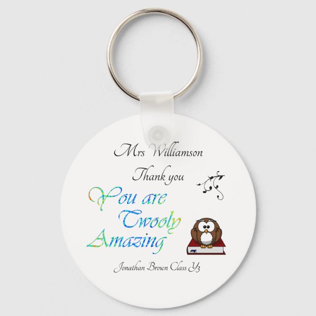 Llavero Agradecimiento del profesor Gracias Owl (Anverso)