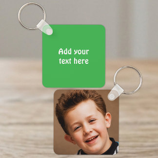 Llavero Agregar texto personalizado 1 foto blanca verde