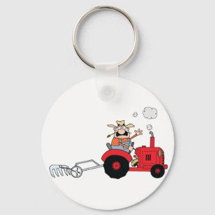Llavero Agricultor En Una Cadena Clave De Tractor