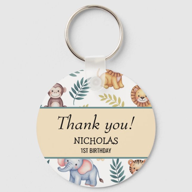 Llavero Agua suave Safari Jungla animales arte tropical (Anverso)