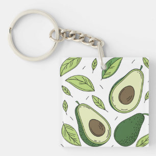 Llavero Aguacate fresco con hojas verdes - Diseño de caden