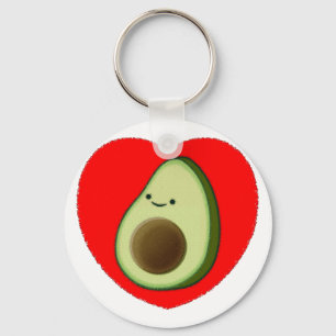 Llavero Aguacate lindo en el corazón rojo