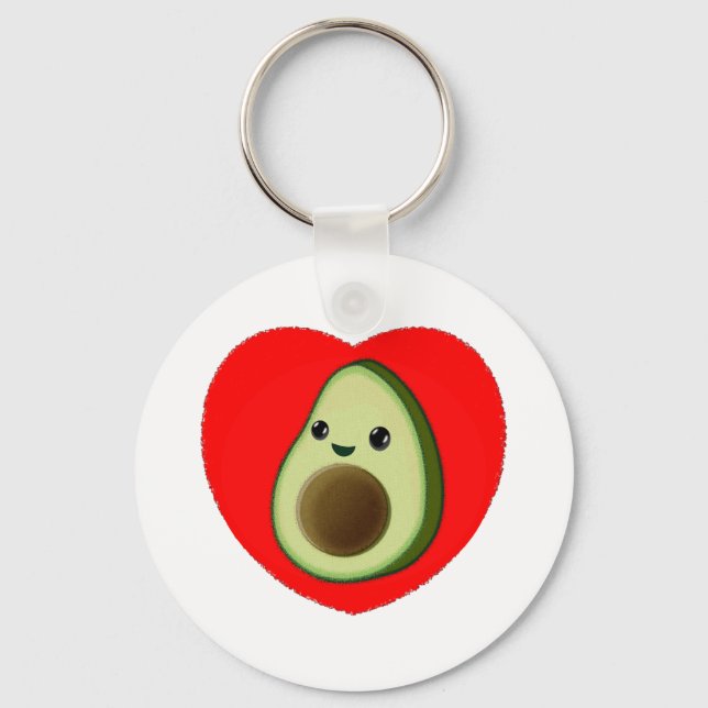 Llavero Aguacate, Personalizado Bebé Cutáneo En El Corazón (Anverso)