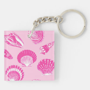 Llavero Aguas de mar - rosa y blanco fucsia