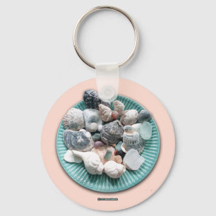 Llavero Aguas marinas y vidrio marino