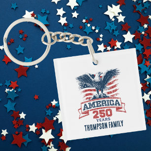 Llavero Águila Americana Patriótica Feliz 250 Aniversario