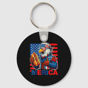 Llavero Águila calva hotdog bandera americana divertida 4
