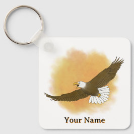 Llavero Águila Calva Personalizada Fondo Naranja