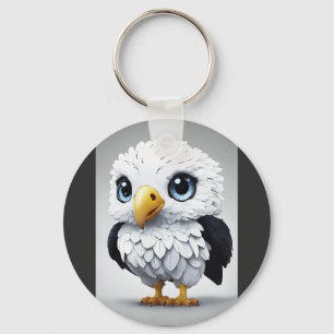 Llavero Águila de dibujos animados blanca manchada linda