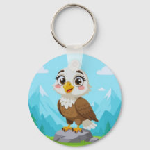 Águila de dibujos animados en roca – Personaje vec