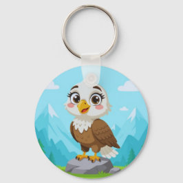 Llavero Águila de dibujos animados en roca – Personaje vec
