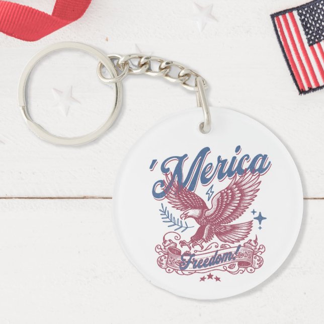 Llavero Águila de época América Patriótica (Vintage Patriotic Eagle Keychain)