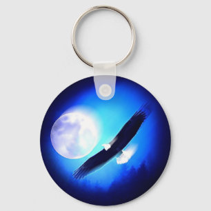 Llavero Águila en vuelo y luna llena