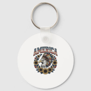 Llavero Águila Patriótica América Girasol Vintage