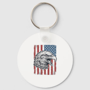 Llavero Águila Patriótica Bandera Americana Grabado Vintag