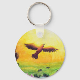 Llavero águila vintage de pintura de acuarela que se adent