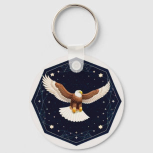 Llavero Águila volando contra un fondo estrellado