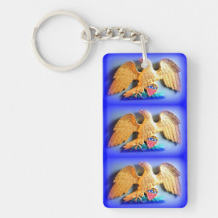 Llavero águilas doradas en la cadena de claves azul