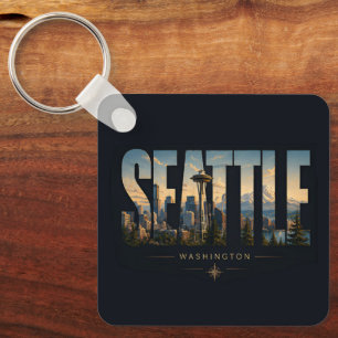 Llavero Aguja Espacial de Seattle Washington Montaña Horiz