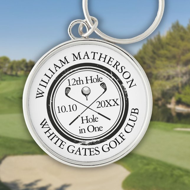 Llavero Agujero de golf en un clásico personalizado (Golf Hole in One Classic Personalized Keychain)