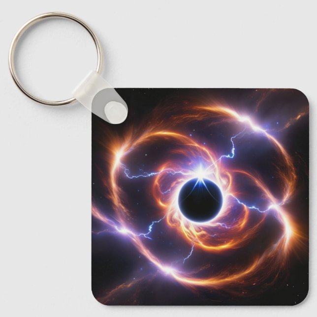 Llavero Agujero negro con brotes de plasma y iluminación (Anverso)