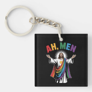 Llavero Ah Hombres Divertido Jesús LGBTQ Orgullo Gay Arcoí
