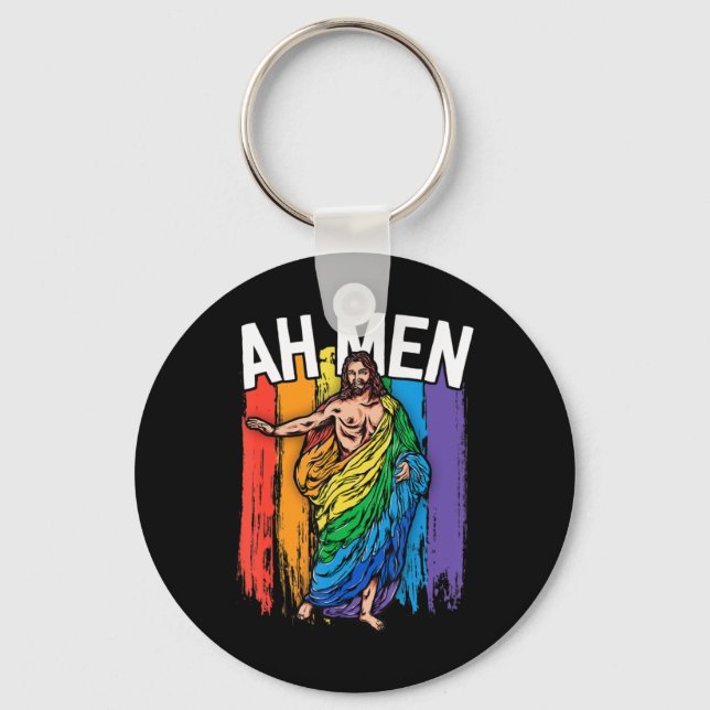 Llavero Ah Men Gay Jesus Shirny Graciosos Camisetas LGBTQ  (Anverso)