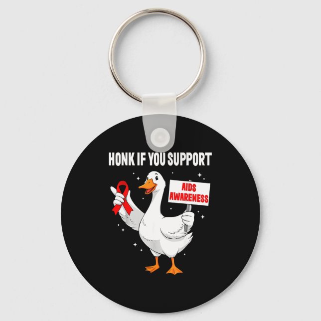 Llavero Aids_hiv Awareness Funny Goose World Aids Day Red  (Anverso)