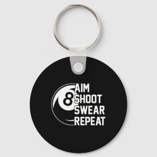 Llavero Aim Shoot Swear Repeat Funny Pool