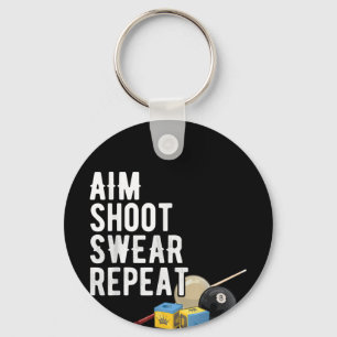 Llavero Aim Shoot Swear Repeat Pool 8-Ball Billiard Funny