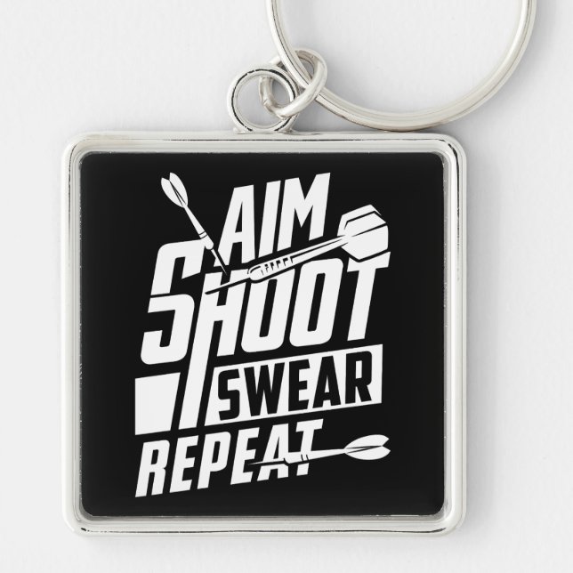 Llavero Aim Shoot Swear Repeat Premium (Frente)