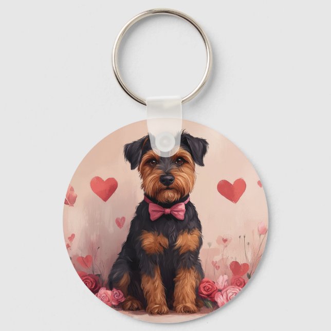 Llavero Airedale con Rosas - El día de San Valentín (Anverso)