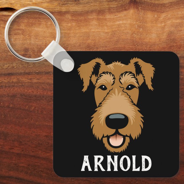 Llavero Airedale Terrier Personalizado Nombre de perro per (Anverso)