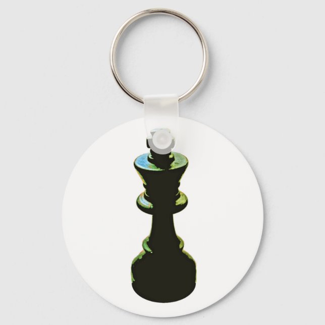 Llavero Ajedrez, Rey negro, fondo blanco (Anverso)